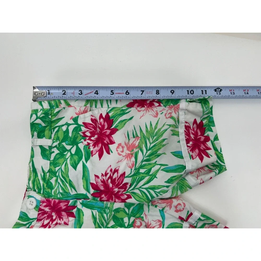 Nautica White with Green and Pink Wide Leg Cotton‎ Capri Girls Size 4T